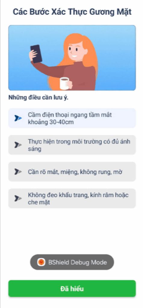 Bước 5: Các bước xác thực gương mặt
