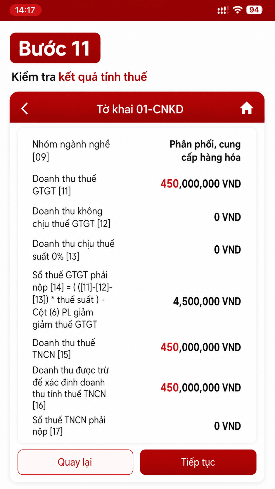 Hướng dẫn kê khai bước 11
