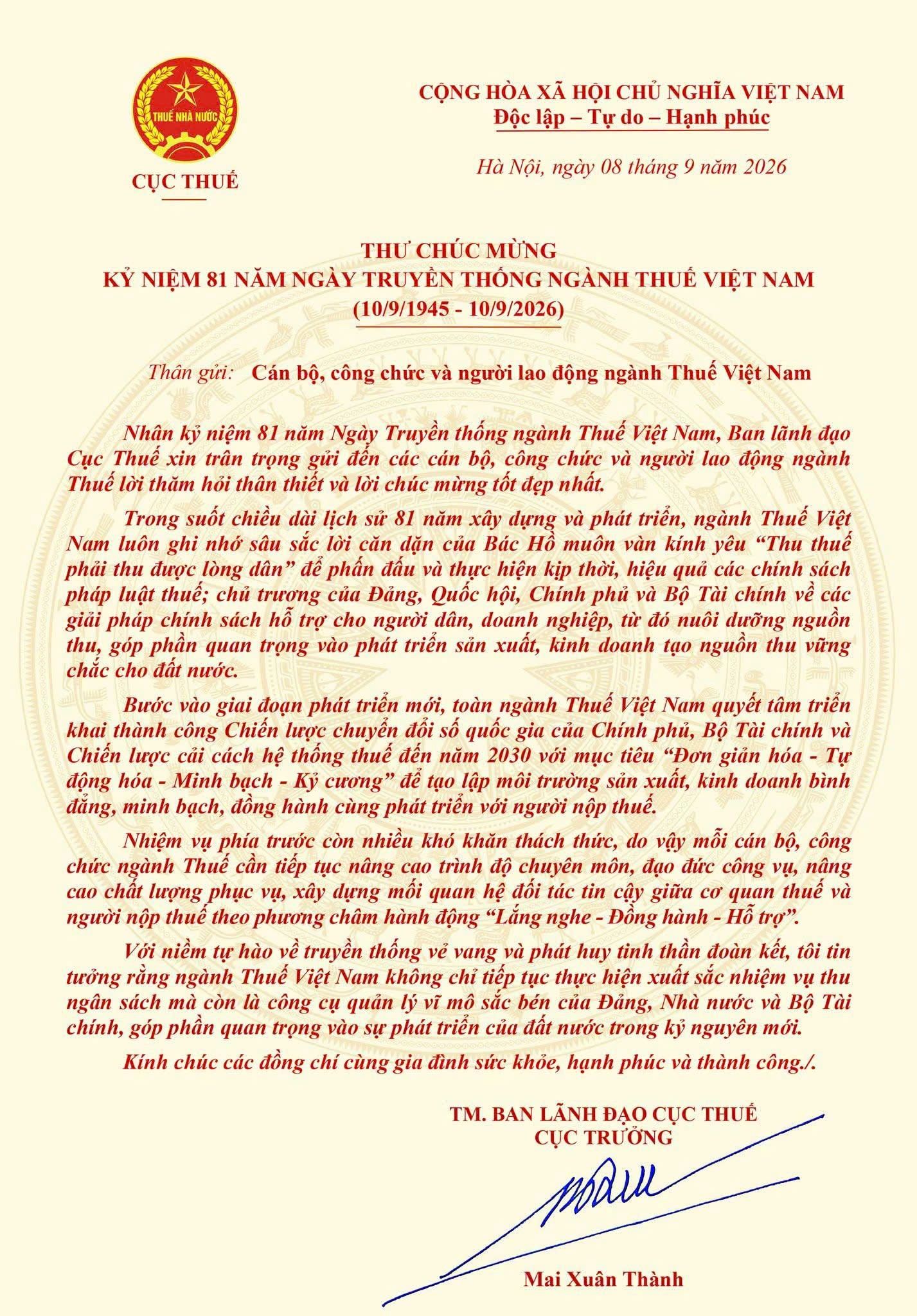 Tân Phú Quý chào mừng 81 năm Ngày truyền thống ngành Thuế Việt Nam 10/9/1945 – 10/9/2026