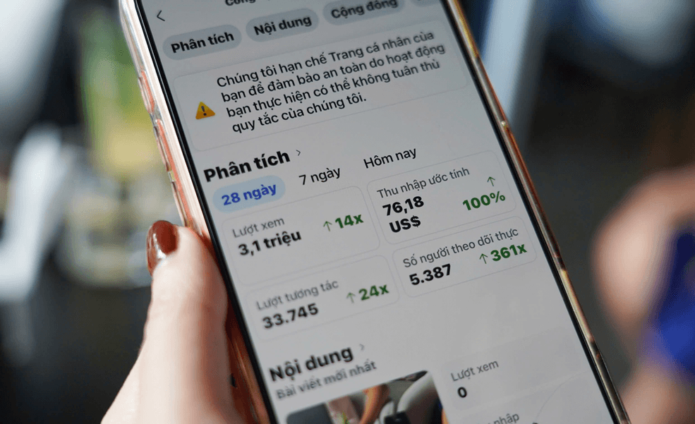 Thu nhập Facebook, báo Hà Tĩnh