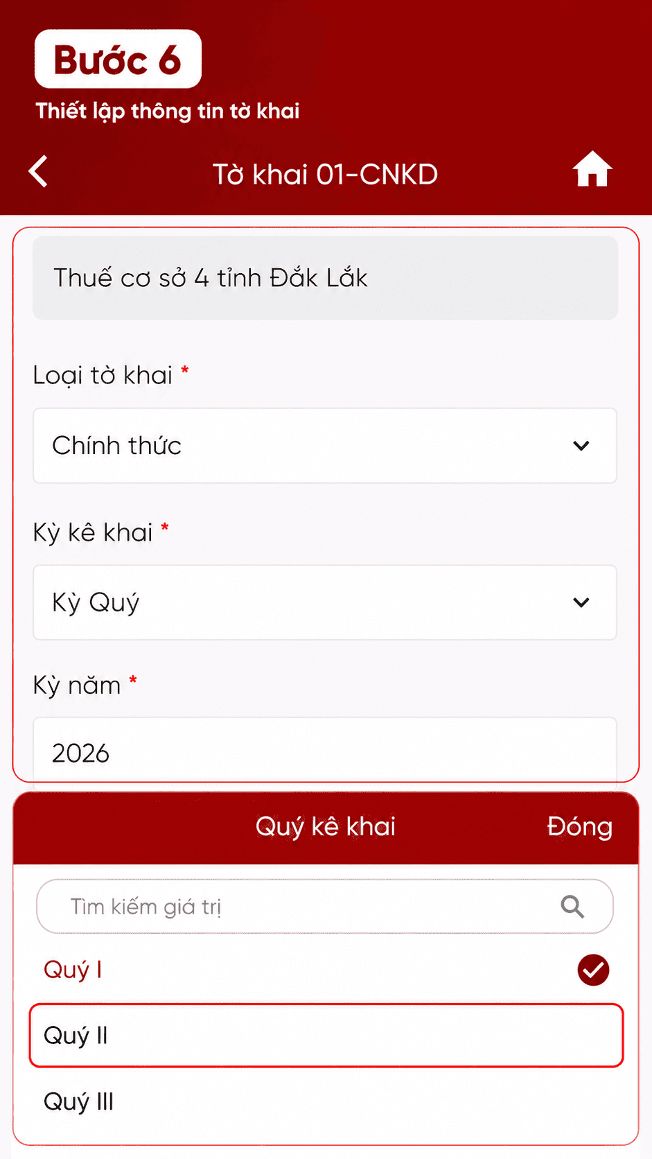 Hướng dẫn kê khai bước 6