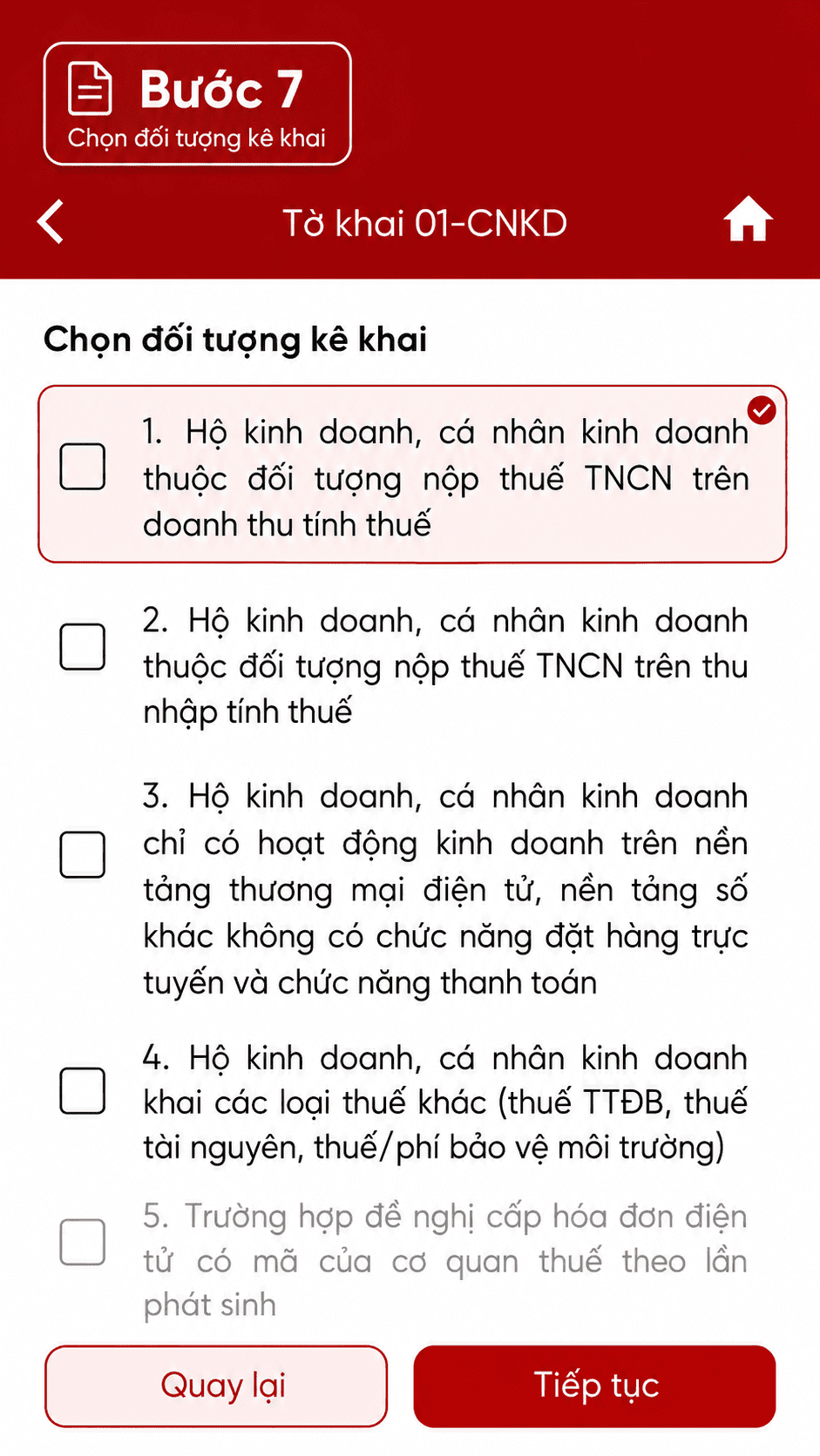 Hướng dẫn kê khai bước 7